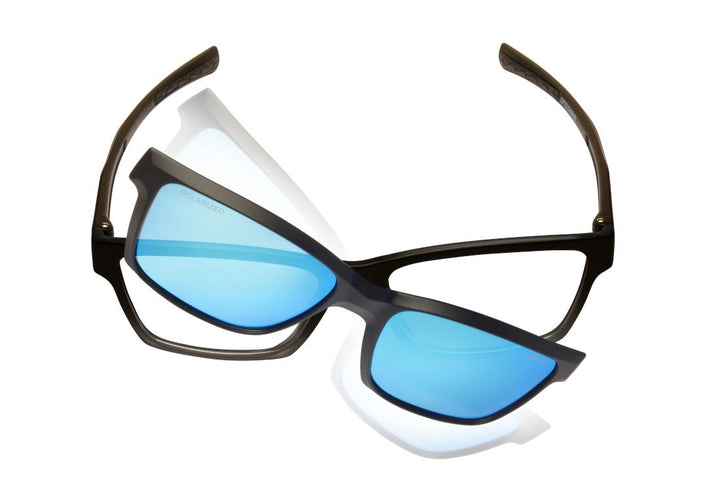montatura sportiva da vista con clip ottica polarizzata modello opto change