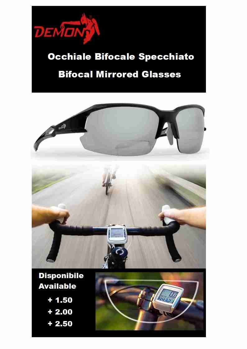 occhiale bifocale per ciclismo con lente bifocale specchiata argento modello TIGER SUN READING