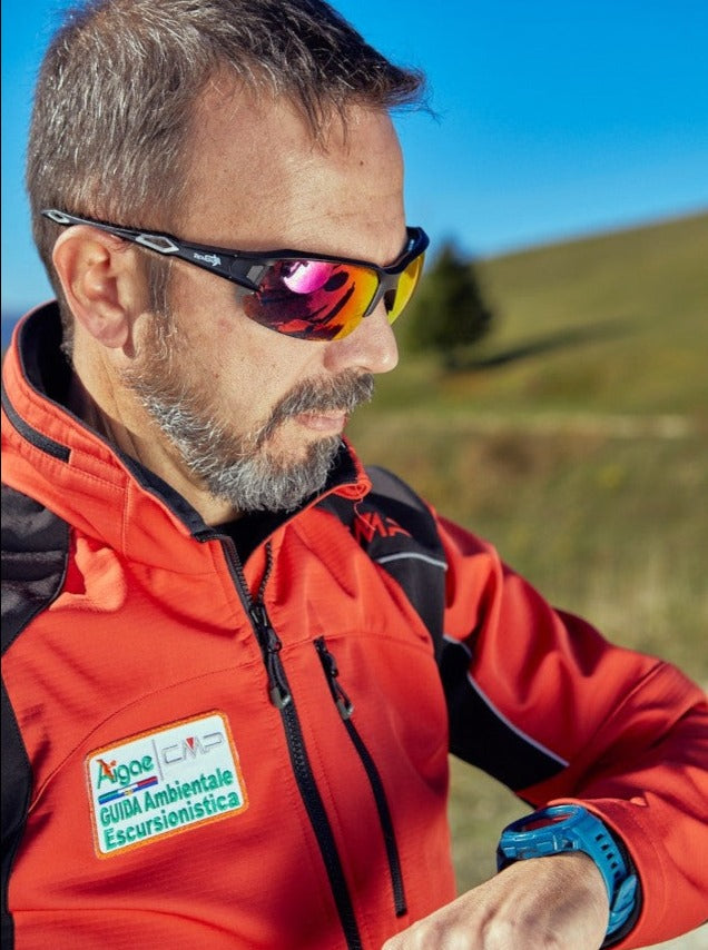 occhiale bifocale sportivo lenti specchiate per lettura degli strumenti per escursionismo e camminata in montagna