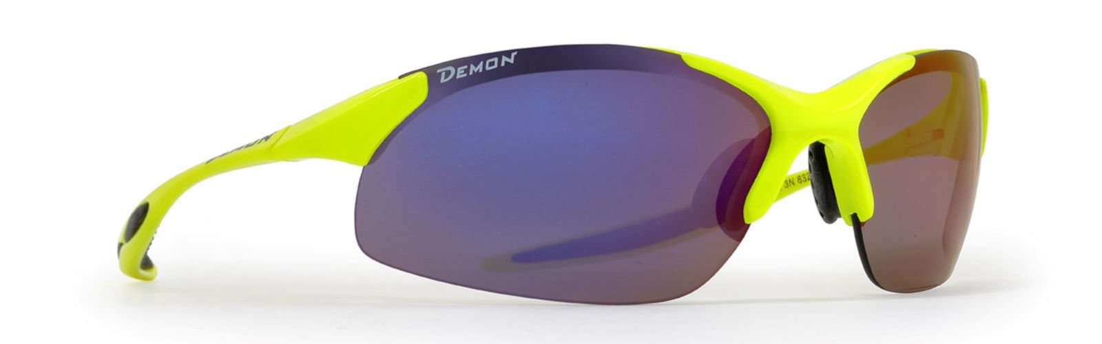 Occhiale da ciclismo per bici da corsa con lenti intercambiabili specchiate modello 832 giallo fluo