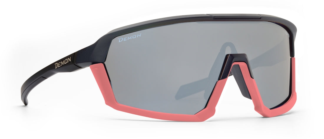 Women's cycling glasses with black pink polarized lens