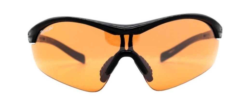 Occhiale da trail running con lente arancio per bosco fitto