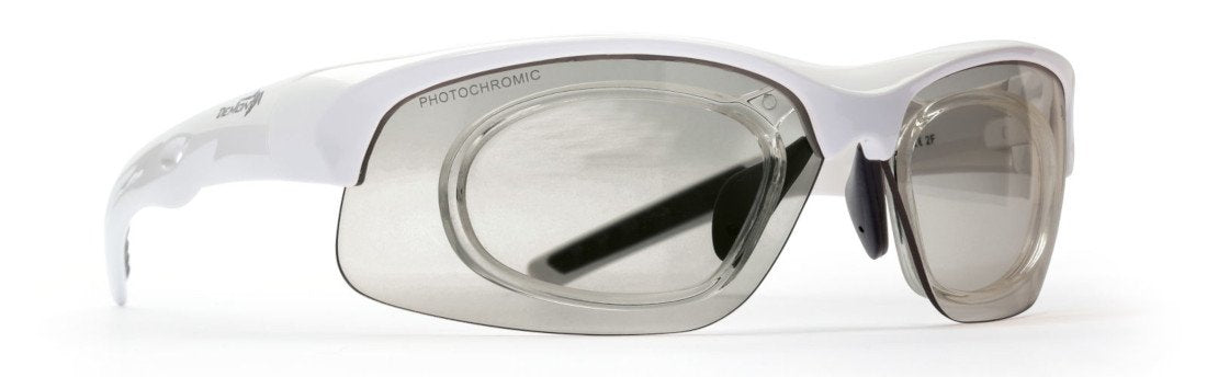 occhiale da vista fotocromatico dchrom per running e trail running modello FUSION bianco