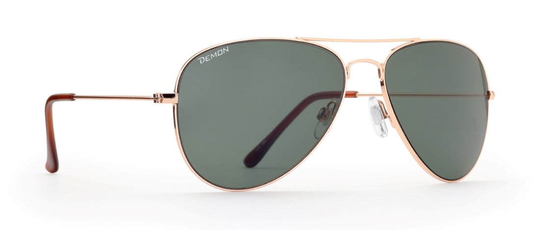 Fashion glasses with green mirrored teardrop lenses and gold-colored frame