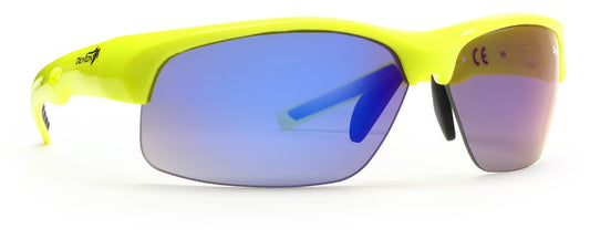 occhiale per bici da corsa lenti intercambiabili spechciate giallo fluo modello FUSION