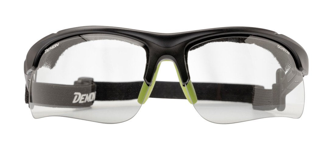 Occhiale per escursionismo lenti fotocromatiche dchrom modello INFINITE OPTIC cordino elastico nero opaco verde