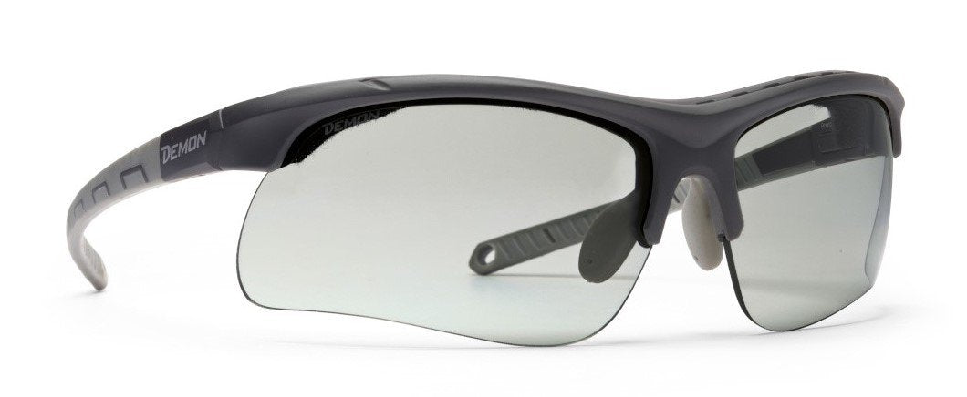 Occhiale per running e trail running lente fotocromatica e spugna parasudore modello INFINITE OPTIC nero opaco grigio