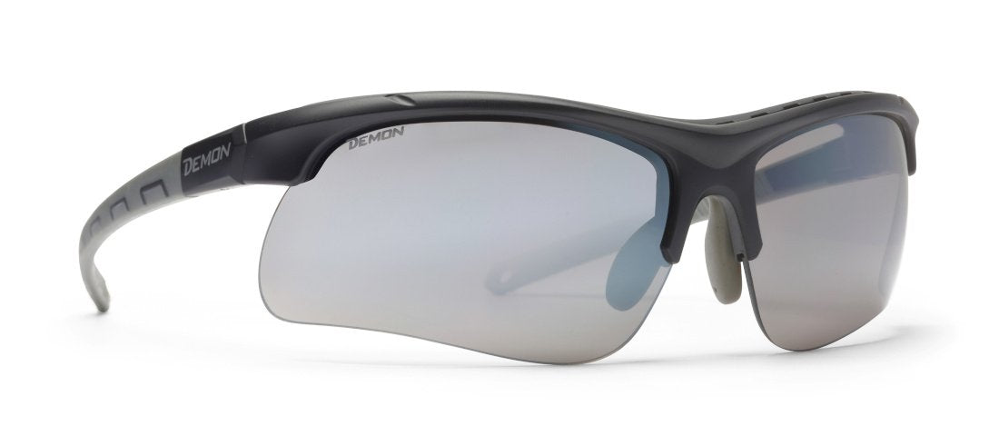 Occhiale per trail running con 3 lenti intercambiabili modello INFINITE OPTIC nero opaco grigio