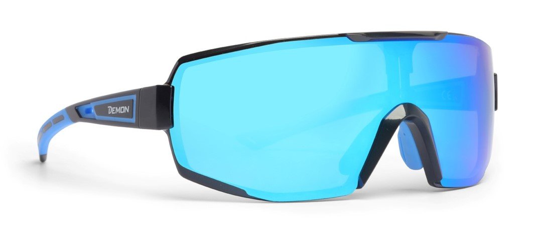 occhiali da running e trail running lente dmirror specchiata modello PERFORMANCE nero blu