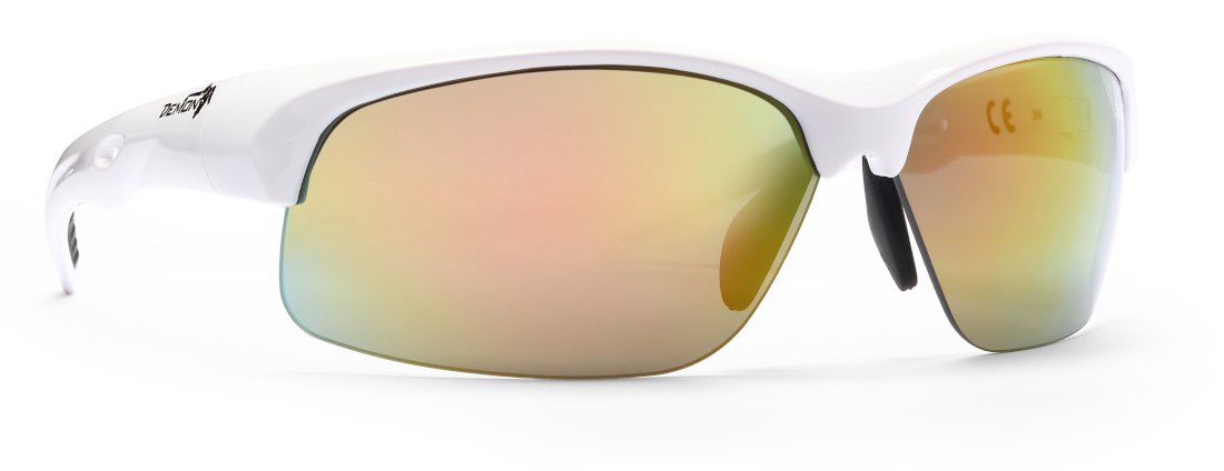 occhiali da running lenti specchiate intercambiabili modello FUSION bianco lucido