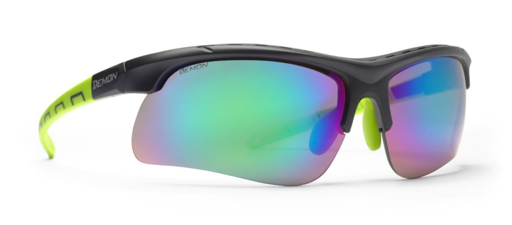 Occhiali per running e trail running con 3 lenti in dotazione INFINITE OPTIC nero opaco verde