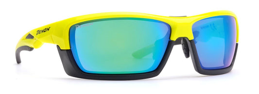 Running glasses and trail running interchangeable lenses removable frame model RECORD Dchange fluorescent yellow