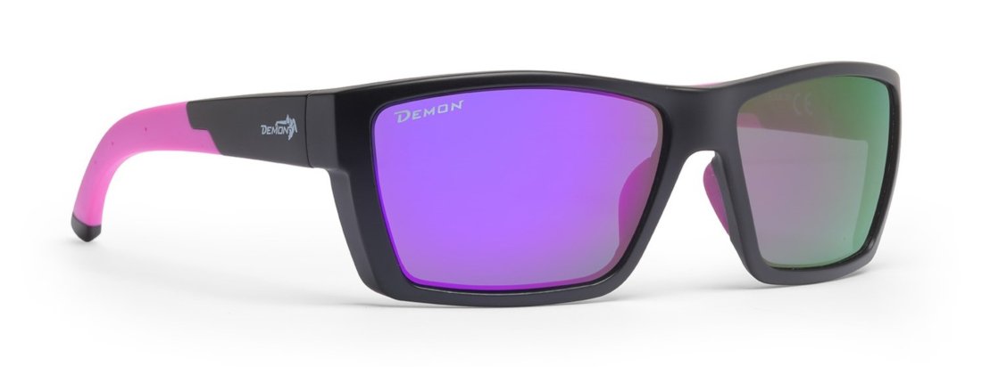 occhiali sportivi da donna con lenti polarizzate specchiate nero viola