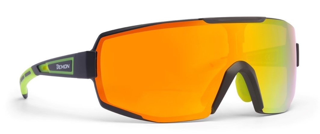 occhiali sportivi monolente specchiata dmirror  modello PERFORMANCE nero giallo