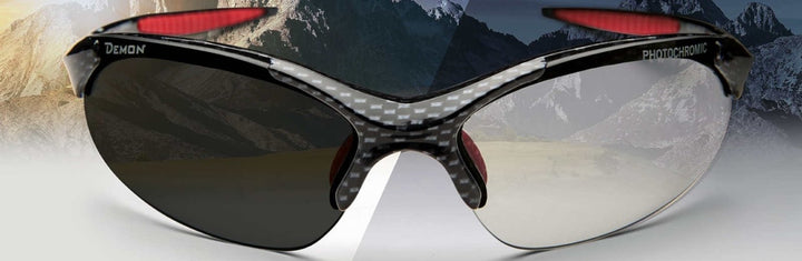 occhiali sportivi per tutti gli sport lenti fotocromatiche dchrom modello 832 carbonio rosso